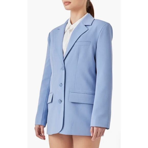 Anthropologie Endless Rose Woman Clean Blue 3 Button Suit Blazer , Size … - Picture 3 of 15